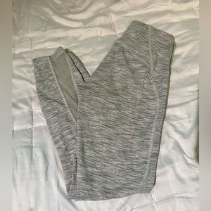 lululemon, white and grey striped leggings, 25”inseam, mesh sides, size 4